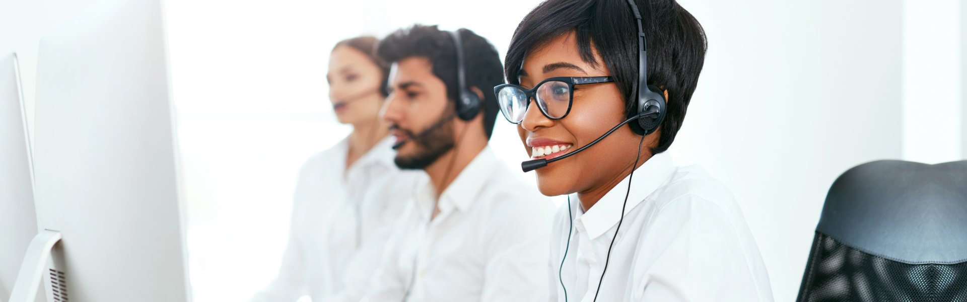 group of people wearing headset